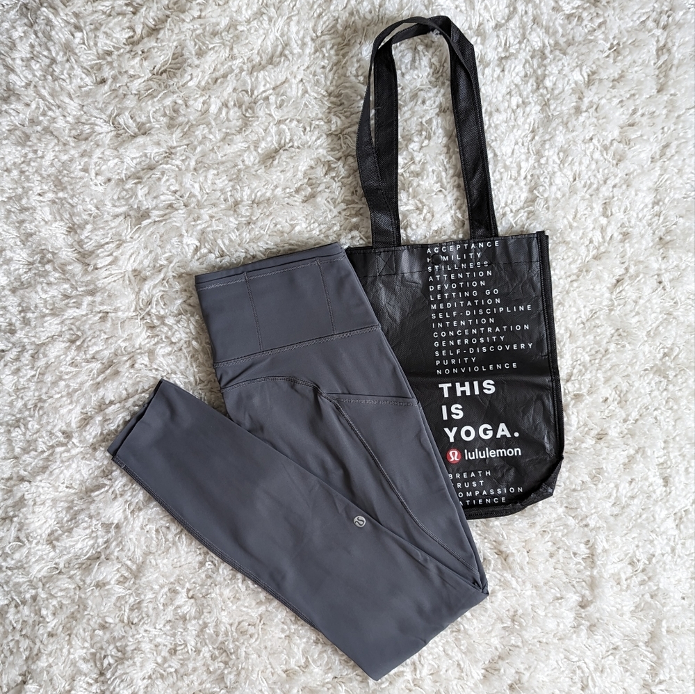 Lululemon Leggings Fast and Free Tight II 25" Titanium with shopping bag